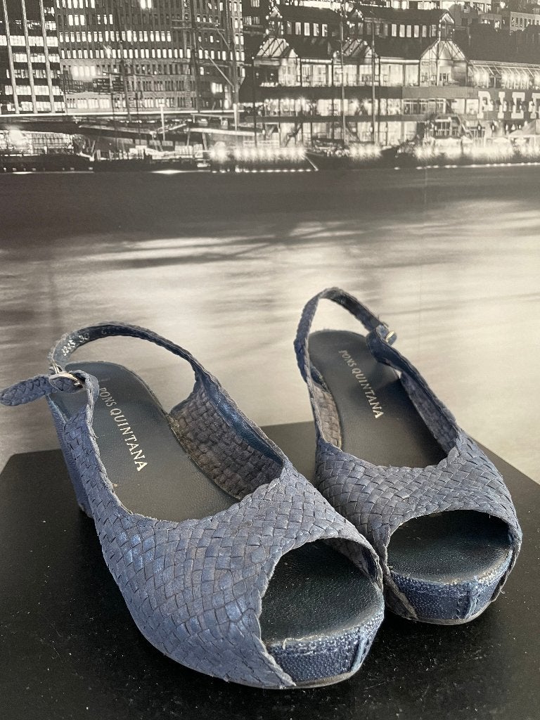 blauwe sleehak - sandalen - merk Pons Quintana - maat 38, Comme neuf, Sandales et Mûles, Envoi, Bleu