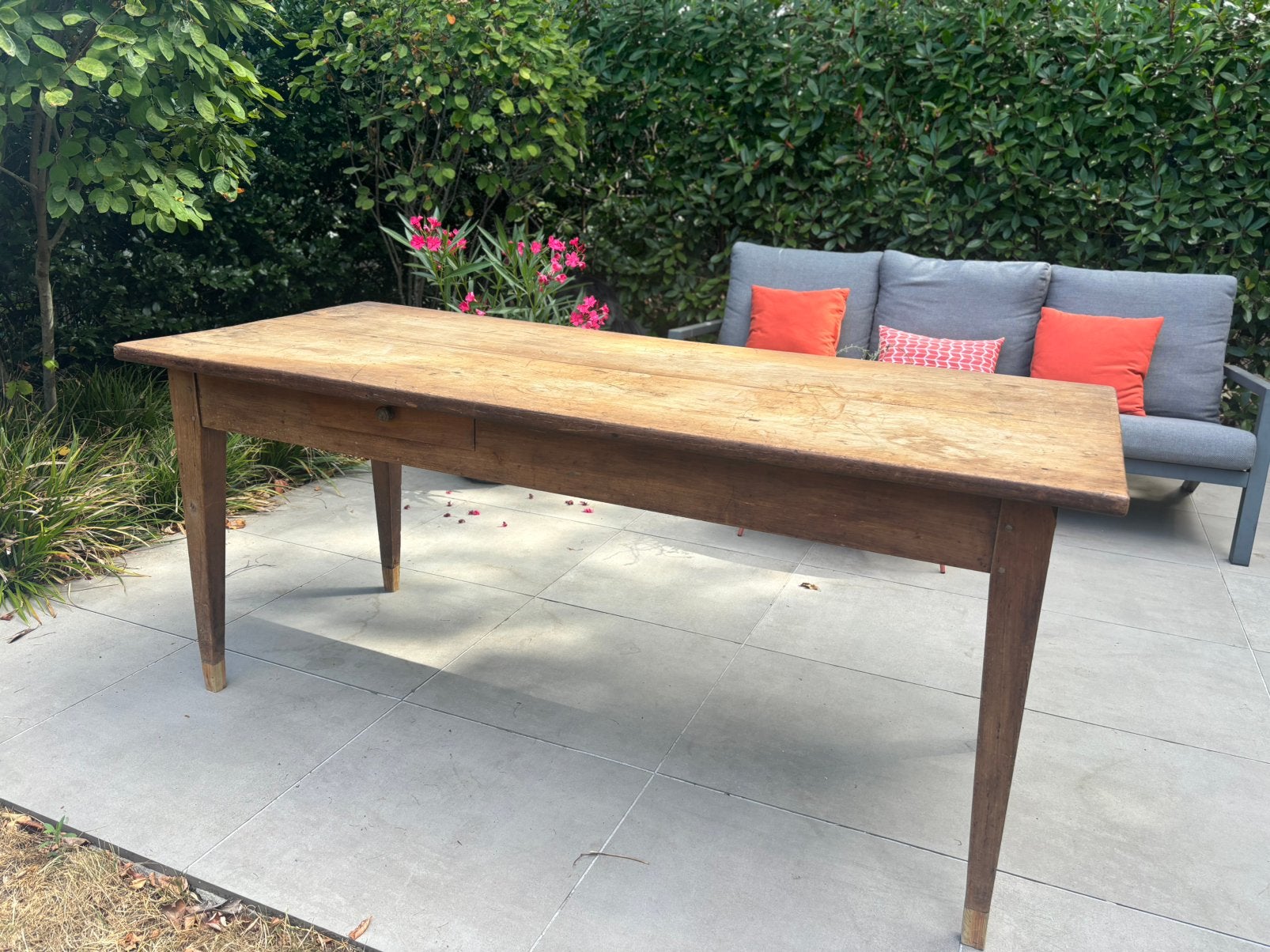Authentieke vintage boerentafel 180 cm met lade, Antiek en Kunst, Ophalen
