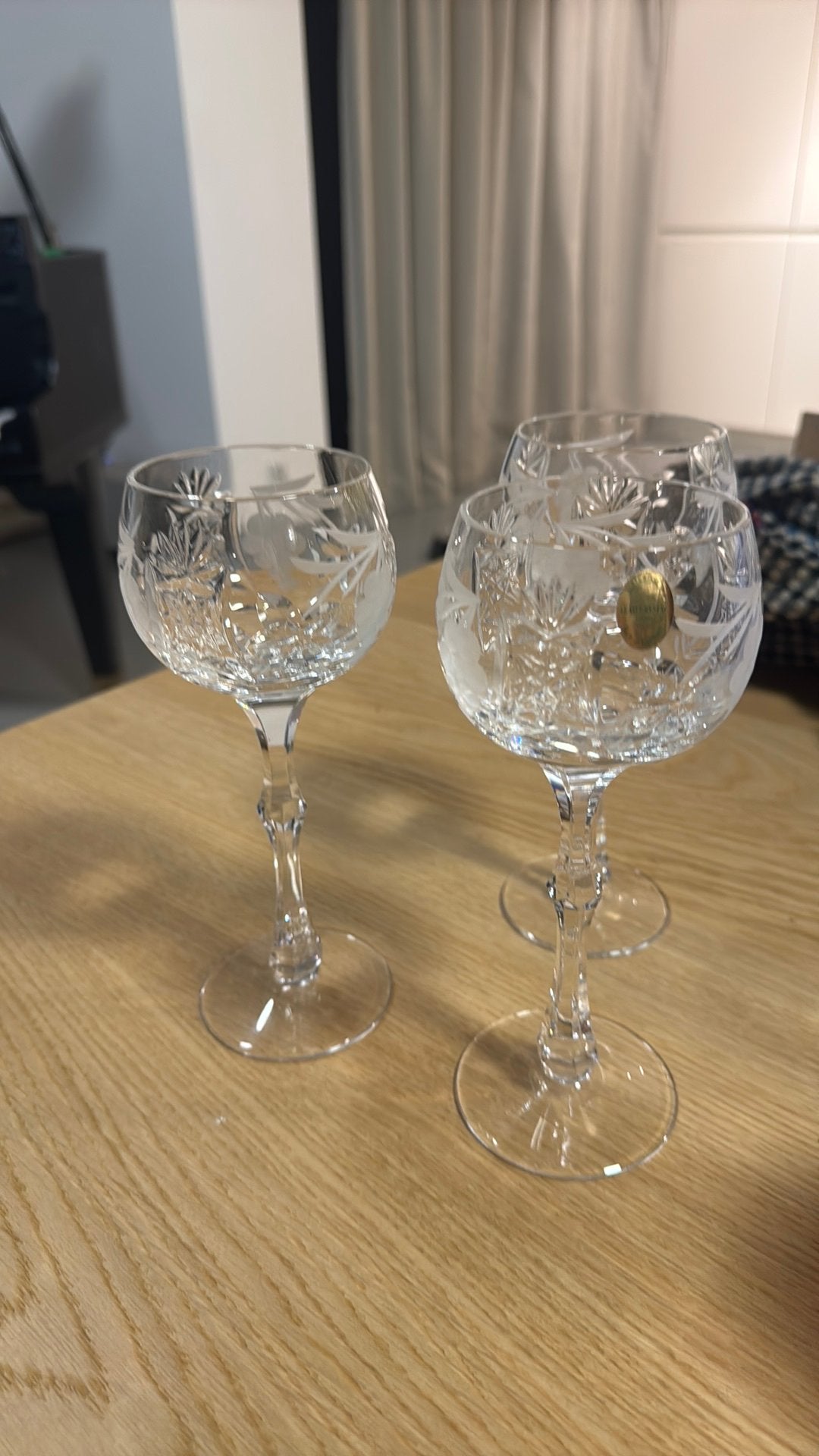 3 vintage loodkristallen wijnglazen – 24% PbO – Duitsland, Antiquités & Art, Enlèvement