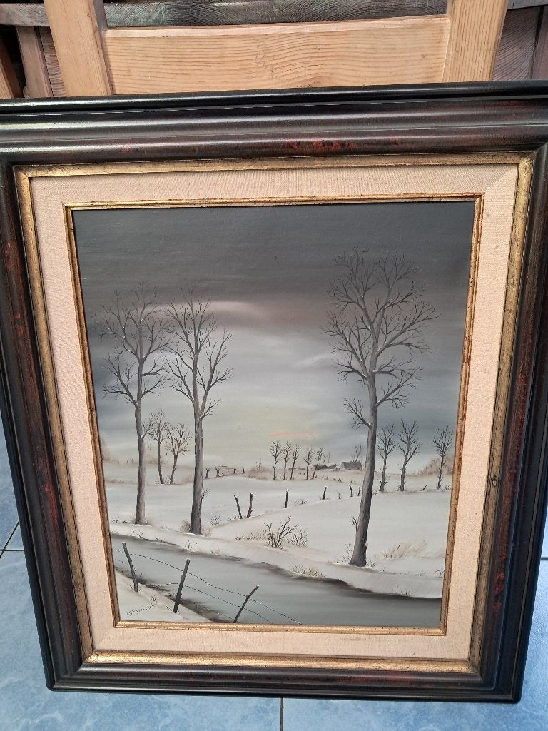 schilderij winterlandschap, Ophalen