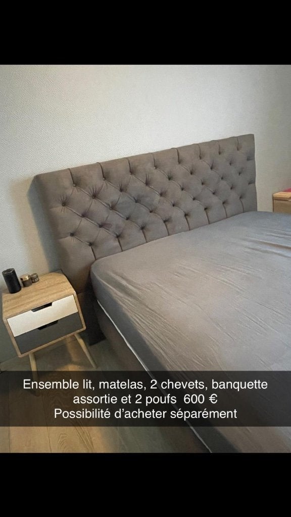 Chambre à coucher, Maison & Meubles, Gris, Enlèvement ou Envoi, Utilisé, 200 cm