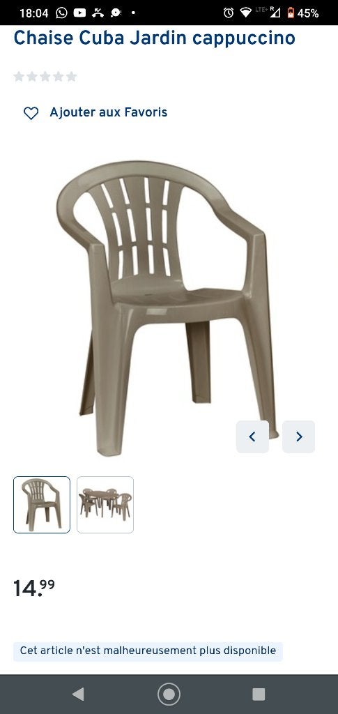 6 x chaises de jardin Chaise de jardin Cuba cappuccino, Jardin & Terrasse, Chaises de jardin, Enlèvement, Neuf