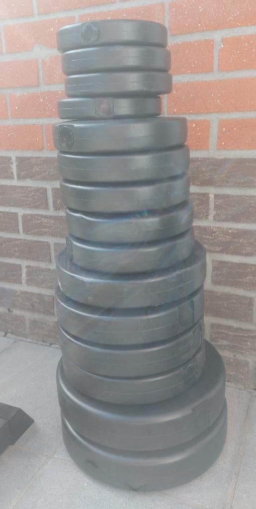 Halterbank + Halterstang + 107,5 kg Gewichten, Ophalen, Gebruikt, Krachtstation, Metaal