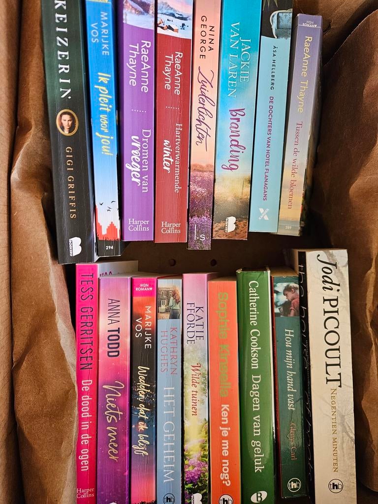 Doos met 17 romans / feelgood boeken – goede staat – 20€, Boeken, Ophalen, Gelezen, Overige