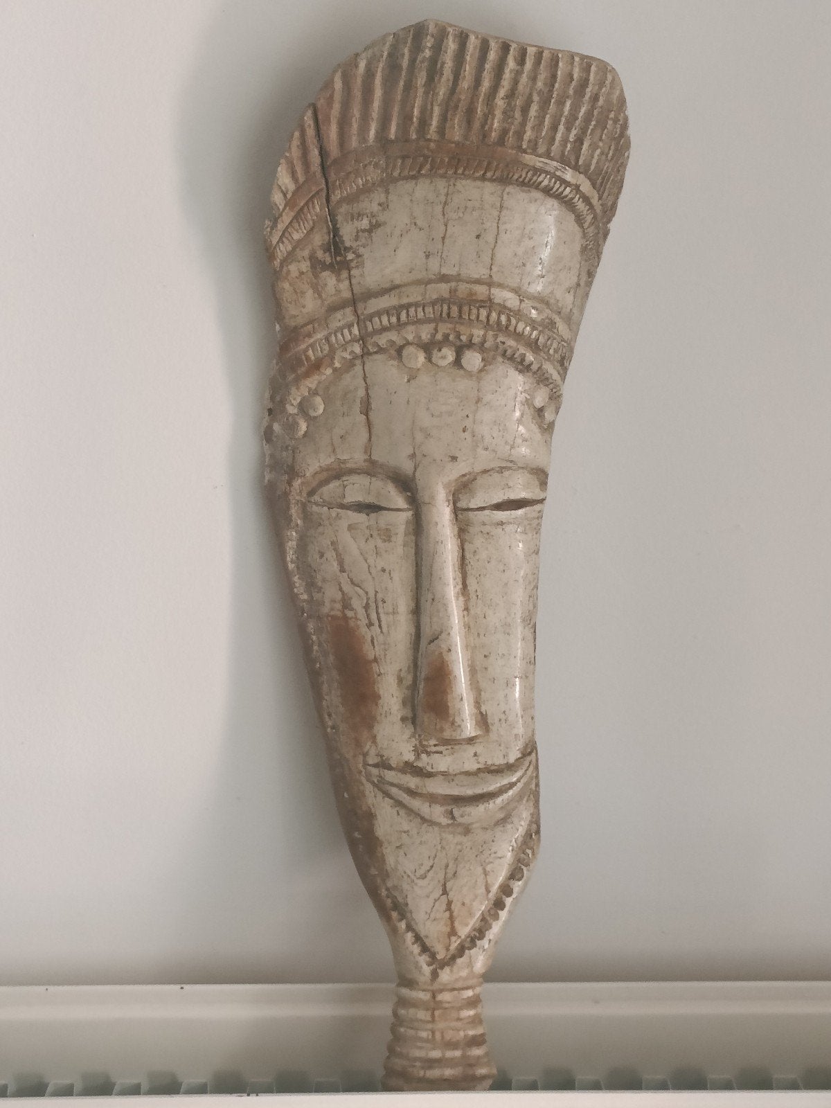 Sculpture sur l'os de baleine. Origine asiatique vers 1900., Antiquités & Art, Enlèvement ou Envoi