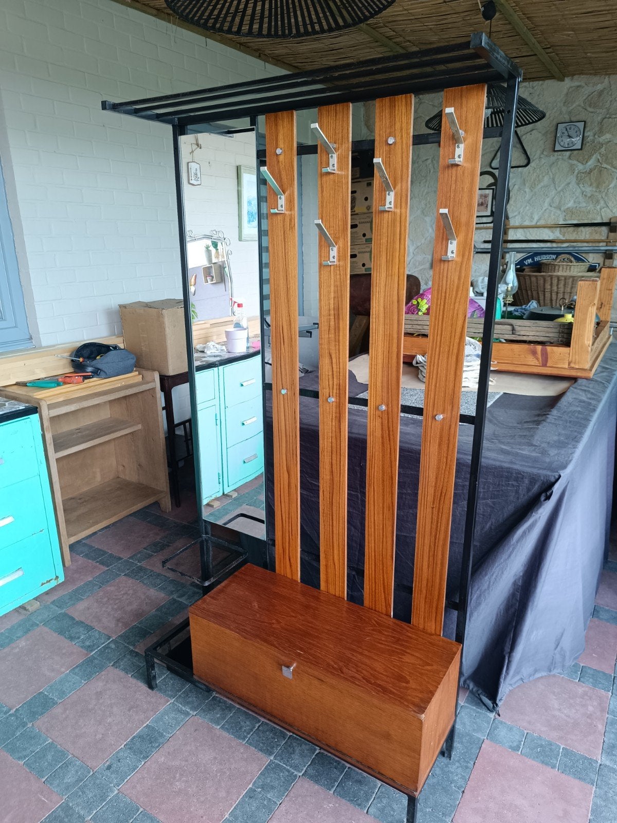 Vintage porte manteau et chapeau et parapluie, Maison & Meubles, Bois
