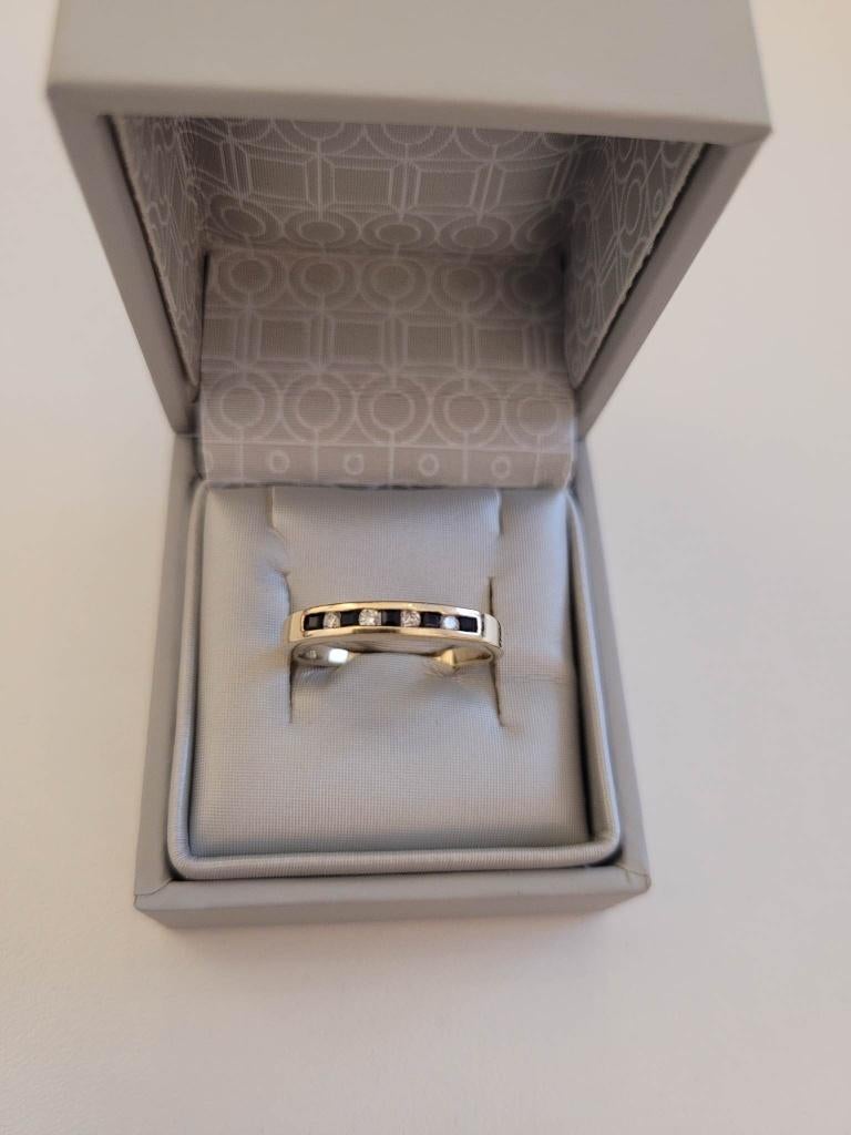 Ring met natuurlijke saffier en diamant, Ophalen of Verzenden, Zo goed als nieuw, Met edelsteen, Dame