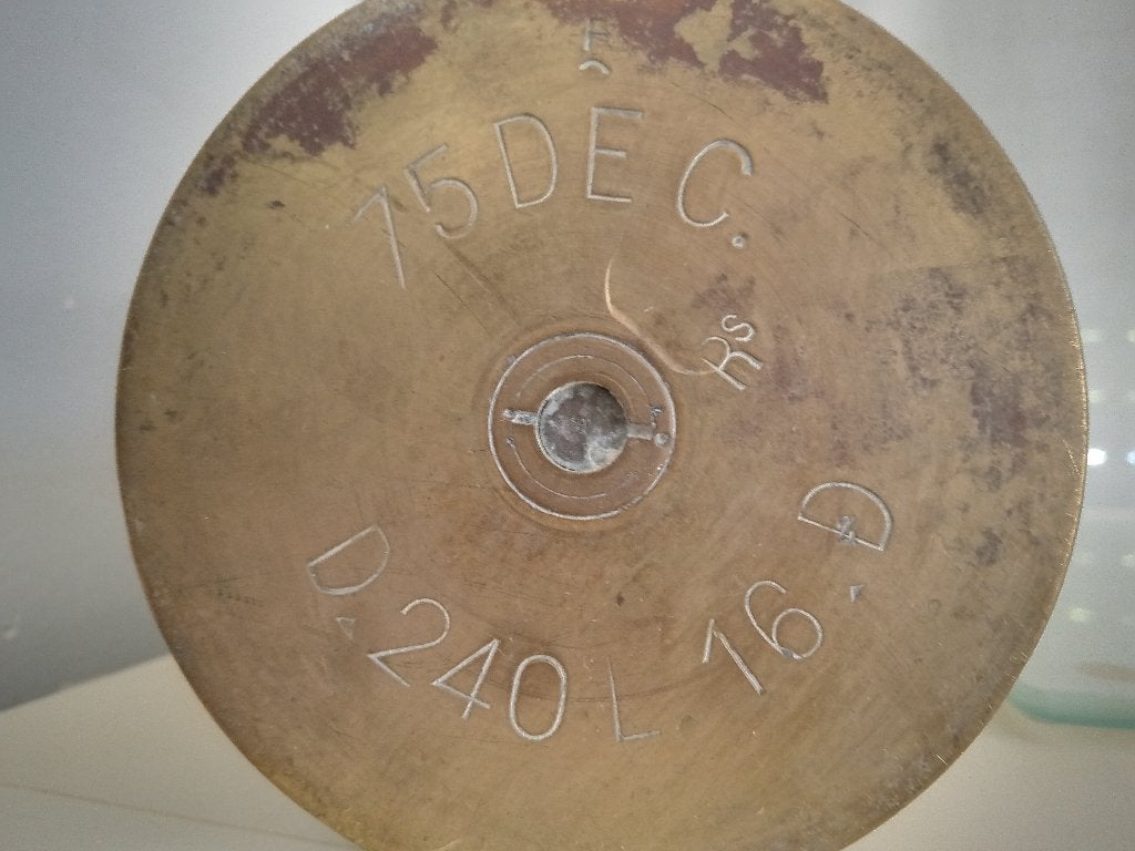 Uit WO 1  Nummering herkomst   Gepatineerde obus  ‘Rs’ koper, Ophalen of Verzenden
