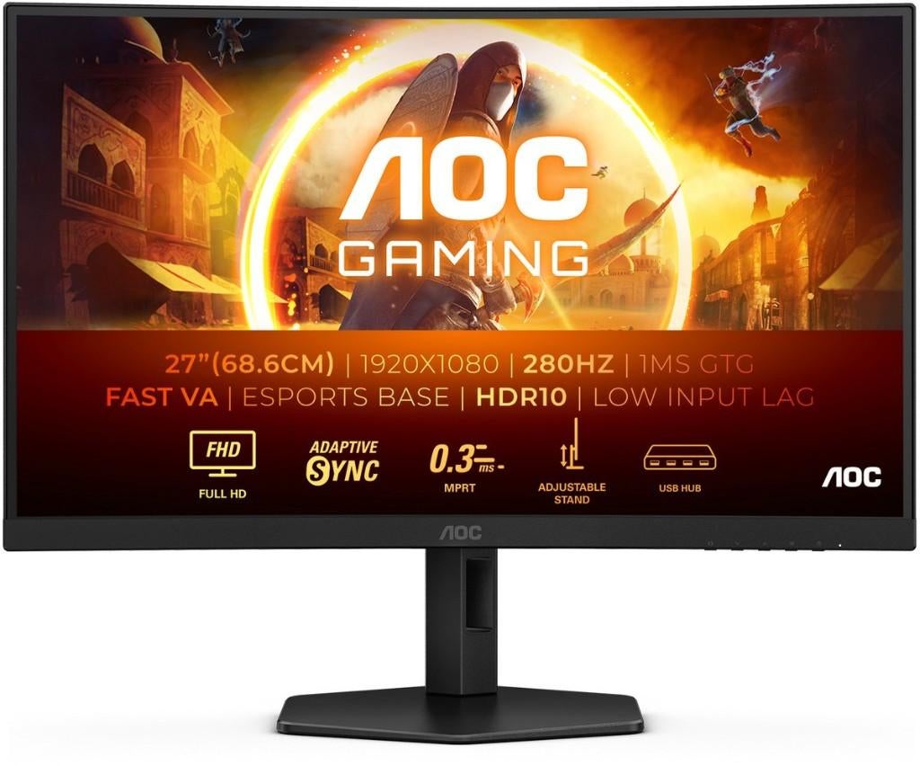 AOC GAMING C27G4ZXU 27 Full HD 280Hz Curved VA Monitor, HDMI, IPS, Zo goed als nieuw, 1 tot 2 ms