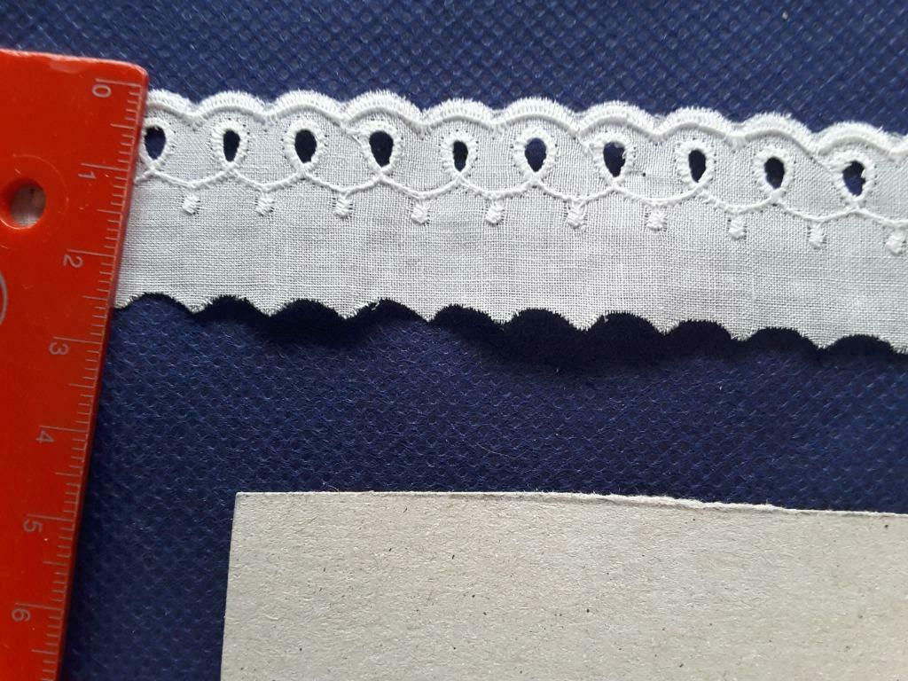 coupe de 9,3 m dentelle broderie coton blanc 22 mm DB2293, Hobby & Loisirs créatifs, Dentelle, Neuf, Enlèvement ou Envoi
