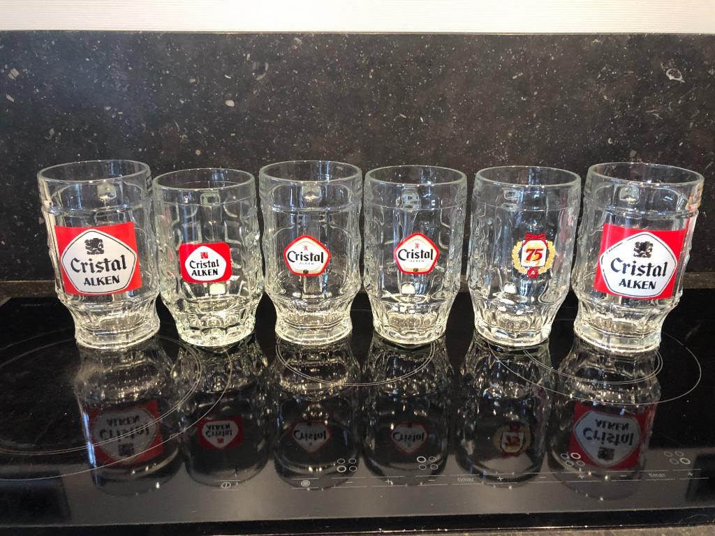 cristal alken lot van 6 verschillende bierpullen 0,5 liter, Enlèvement ou Envoi, Utilisé, Verre ou Verres, Autres marques