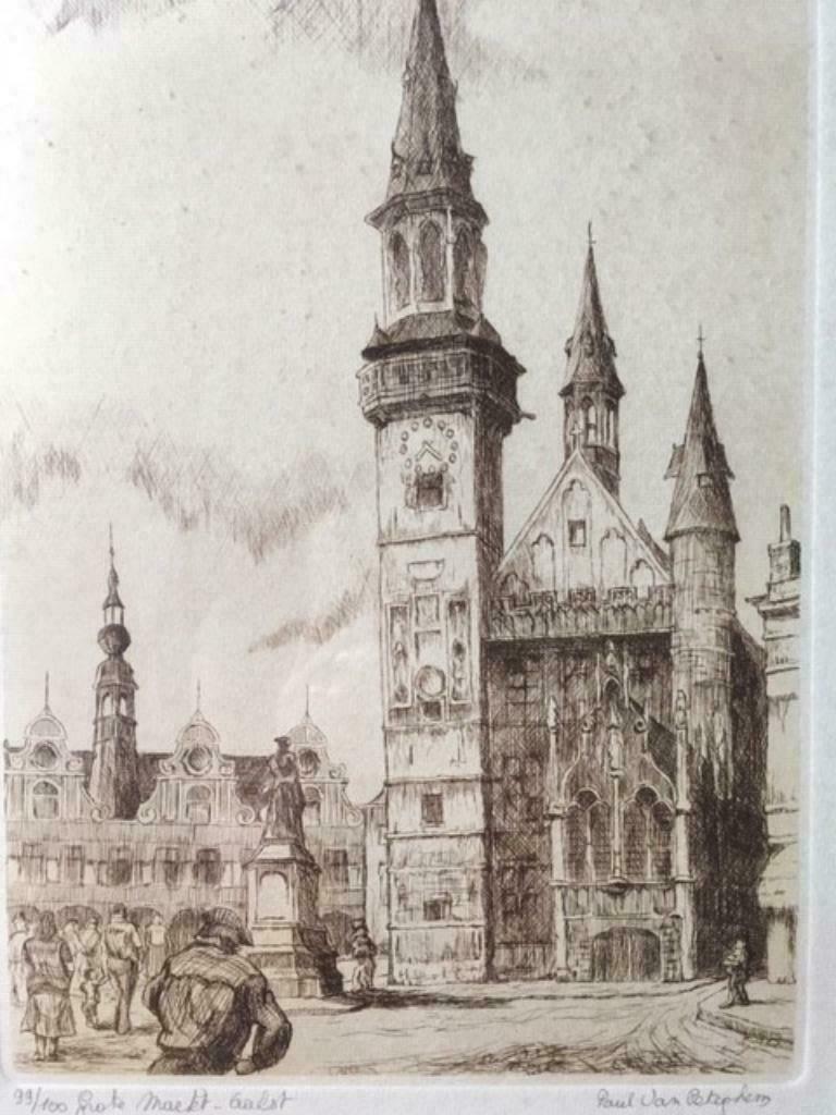 Gravure genummerd AALST, Antiek en Kunst, Ophalen