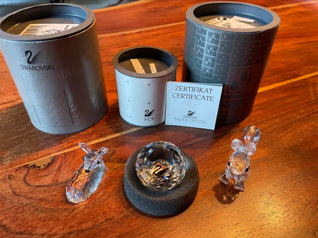 Set van 3 Swarovski-figuren met hun doosjes en certificaat, Verzamelen, Swarovski, Ophalen of Verzenden, Zo goed als nieuw, Figuurtje