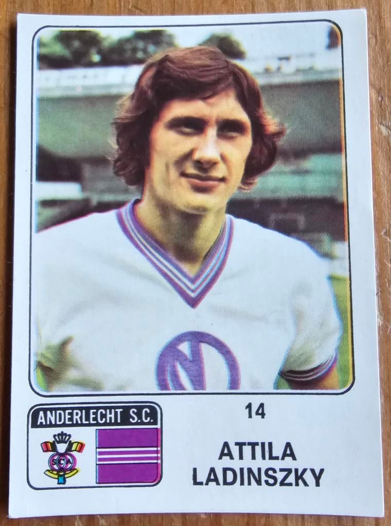 Panini Football 73-74 nr 14 Attila Ladinszky Anderlecht!, Verzenden, Zo goed als nieuw, Sticker