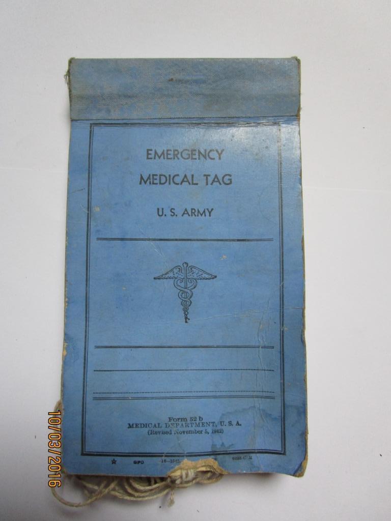 Étiquette médicale d'urgence, Collections, Enlèvement ou Envoi, Armée de terre, Autres types