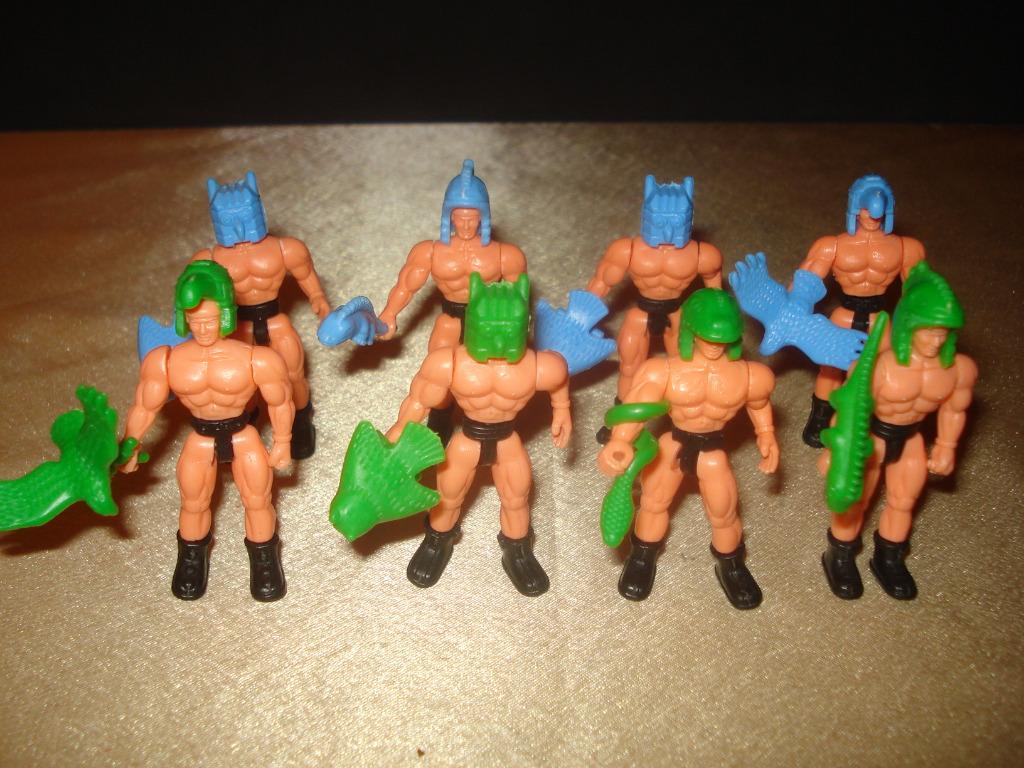 KINDER Lot de 8 Anciennes Figurines Guerriers Masqués 1988, Collections, Enlèvement ou Envoi, Comme neuf, Figurines