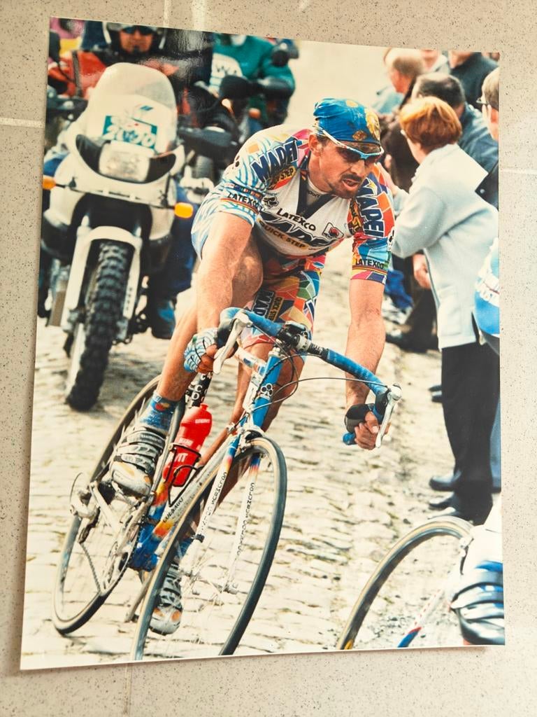 Grote foto Johan Museeuw Parijs Roubaix, Verzamelen, Ophalen of Verzenden
