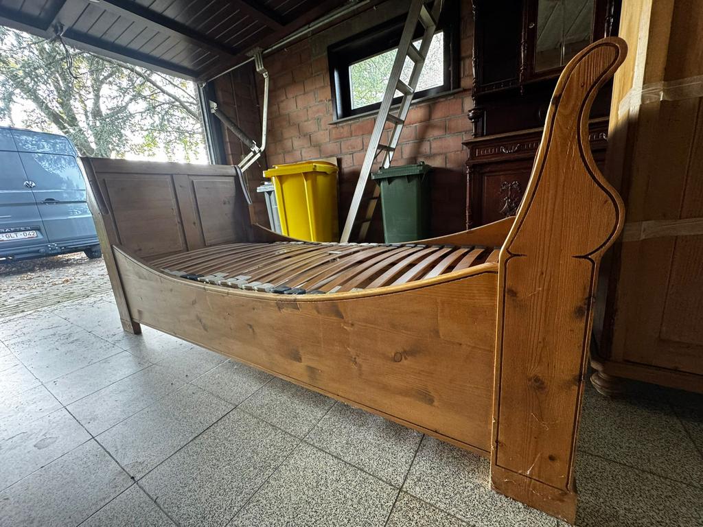 Massief Grenen bed (90x200) Incl. Latoflex Landelijke Stijl, Antiek en Kunst, Ophalen