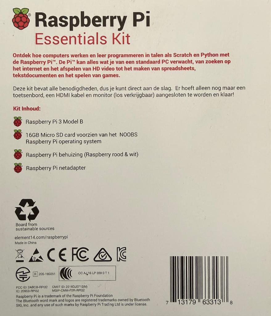 RASPBERRY PI 3 VERSIE B  1GB RAM, Computers en Software, Ophalen, QUAD CORE ARM CORTEX A53 @1.2 GHZ, Minder dan 4 GB, Minder dan 2 Ghz
