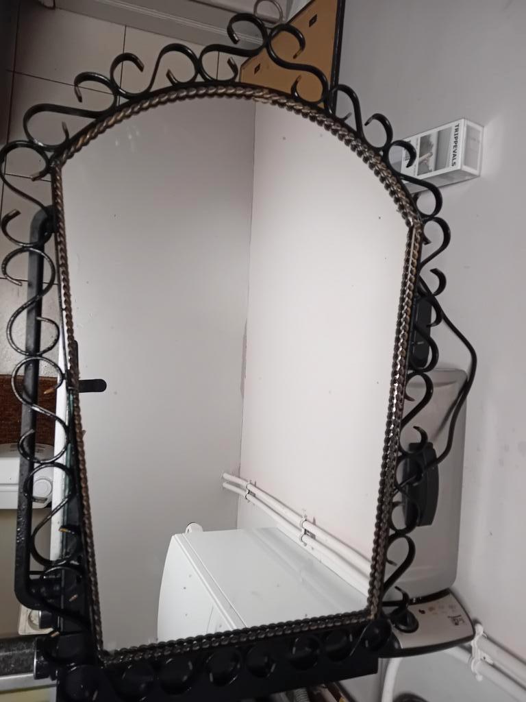 Smeedijzeren spiegel, Ophalen, Gebruikt, Minder dan 100 cm, Rechthoekig
