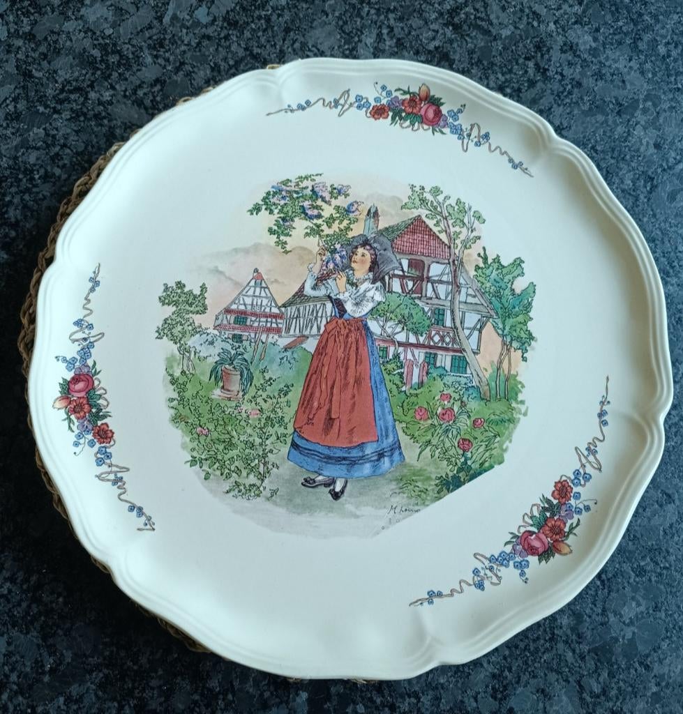 Ravissant plat rond Sarreguemines Obernai, Ophalen of Verzenden