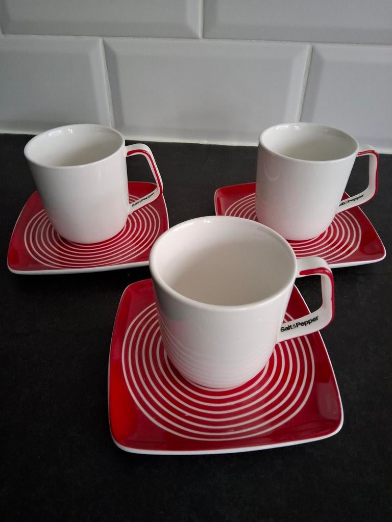 3 koffie of theekopjes van Salt & Pepper, Huis en Inrichting, Keuken | Servies, Ophalen of Verzenden, Gebruikt, Kop(pen) en/of Schotel(s)