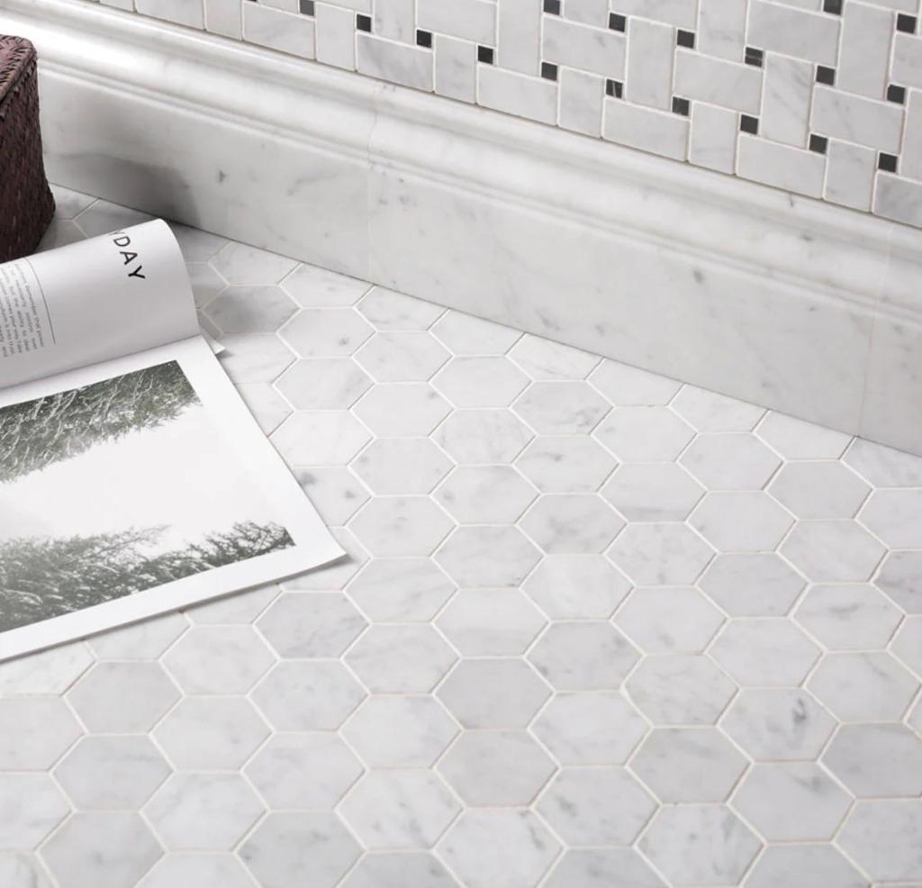 Mozaiek Hexagon Marmer Bianco Carrara C 48x48mm, Ophalen, Wandtegels, Nieuw, Minder dan 20 cm