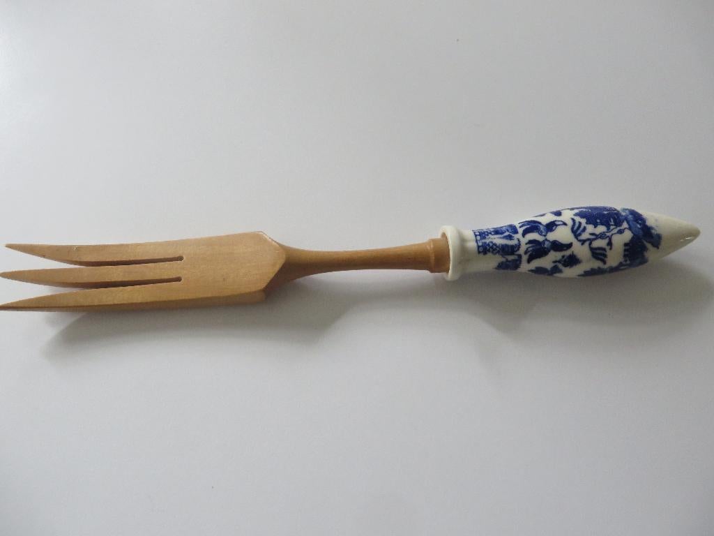 Porseleinen saladevork Delfts blauw, Ophalen of Verzenden
