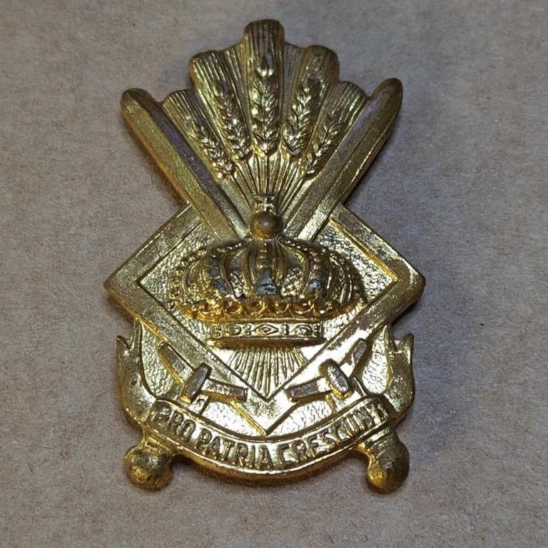Écusson de béret en métal de l'armée belge - École de cadets, Collections, Enlèvement ou Envoi, Emblème ou Badge