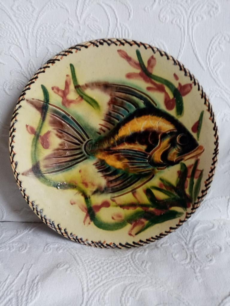 Assiette sgraffito en faïence Espagnol 1960s  32/5cm, Enlèvement ou Envoi