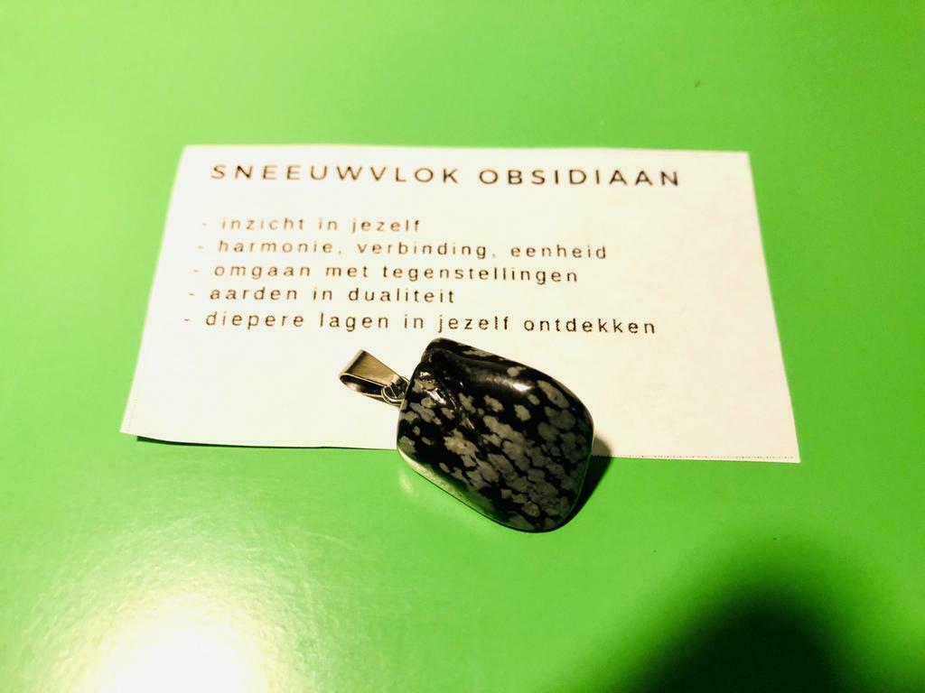 Hangertje met sneeuwvlok obsidiaan steen, Nieuw!, Ophalen, Nieuw