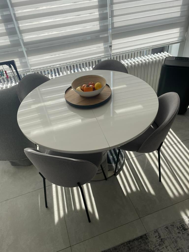 Tafel wit hoogglans verlengbaar, Huis en Inrichting, Ophalen, Ovaal