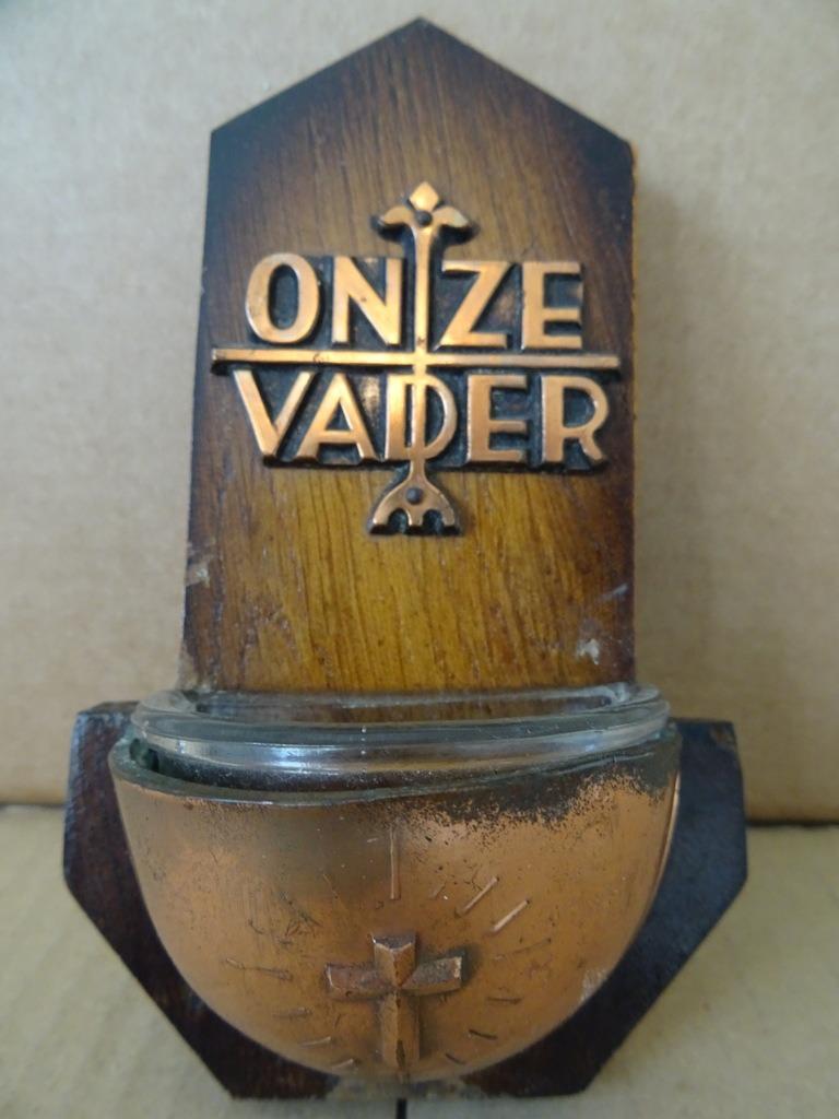 Wijwaterbakje Onze Vader vintage Onze Vader wijwaterbakje, Verzamelen, Ophalen of Verzenden, Gebruikt, Overige typen, Christendom | Katholiek