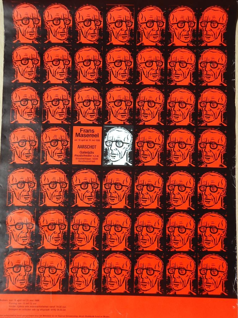 VTG 1986 lithografie affiche Frans MASEREEL expo Aarschot, Antiquités & Art, Art | Lithographies & Sérigraphies, Enlèvement ou Envoi