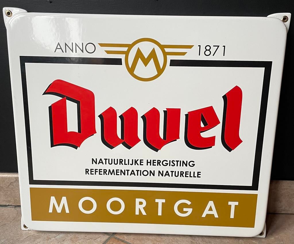 Vintage emaille bord duvel moortgat mancave retro, Verzamelen, Ophalen of Verzenden, Zo goed als nieuw