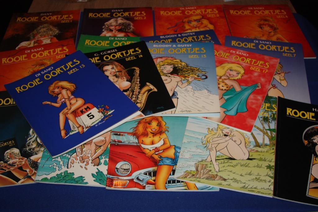 Rooie oortjes ( 16 SC strips ) goede staat (1-15+17), Plusieurs BD, Enlèvement ou Envoi, Utilisé, Dany , Di Sano