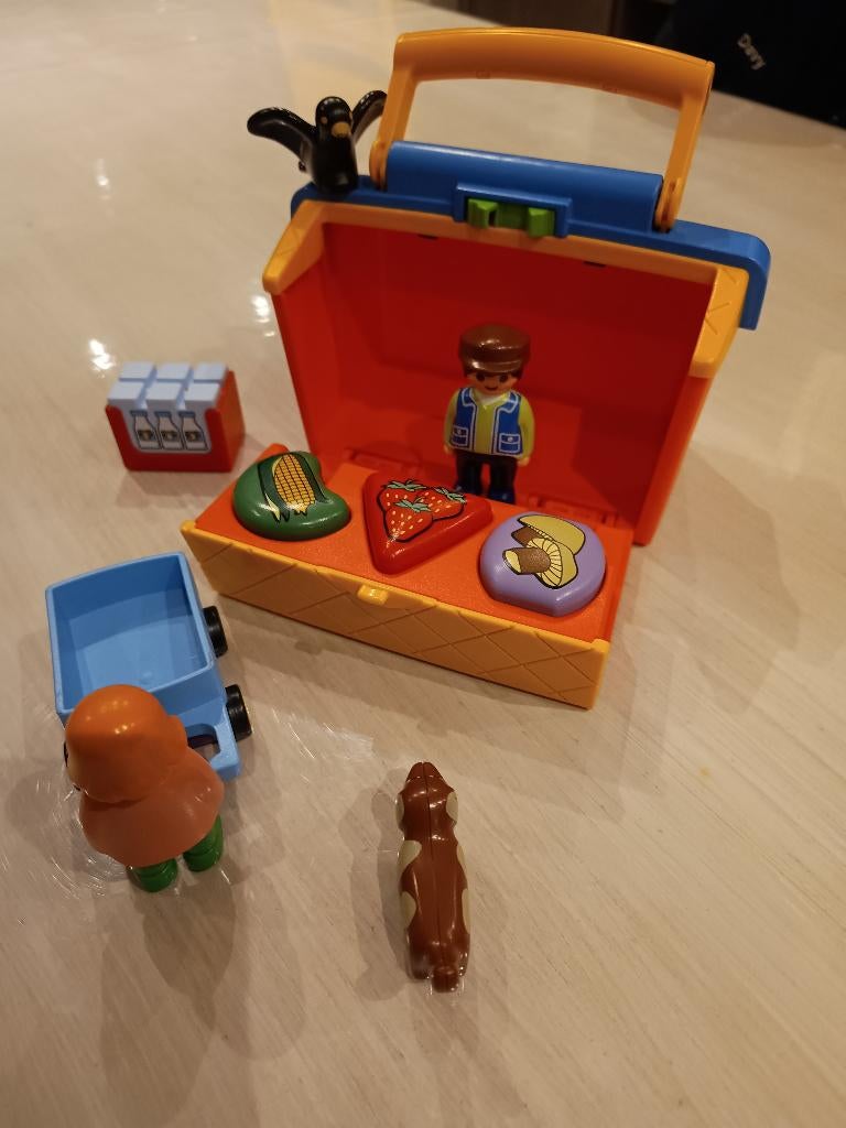 playmobil 1.2.3 meeneem marktkraam, Ophalen, Zo goed als nieuw, Complete set