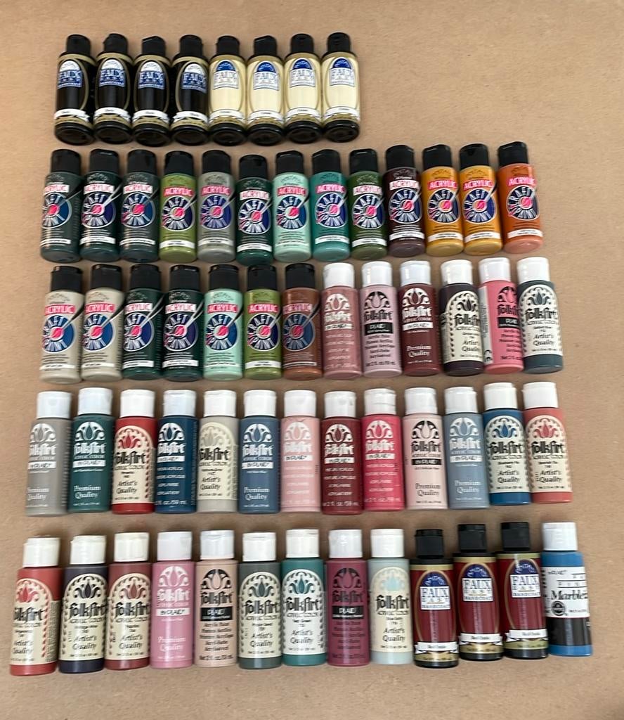 60 bouteilles de peinture acrylique de FolkArt partie 1, Hobby & Loisirs créatifs, Peinture, Enlèvement ou Envoi, Comme neuf, Peinture acrylique