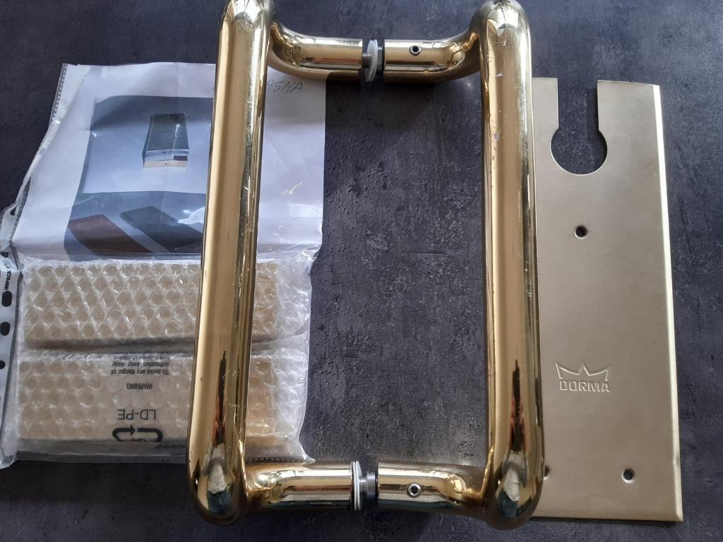 Deurklink glazen deur + vloerhouder, Doe-het-zelf en Bouw, Gebruikt, 215 cm of meer, Binnendeur, Ophalen of Verzenden
