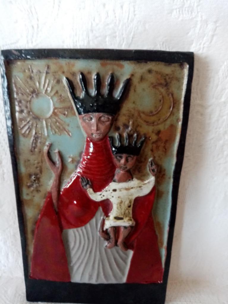 Perignem modernistische religieuze keramische plaat (23 cm), Antiek en Kunst, Ophalen of Verzenden
