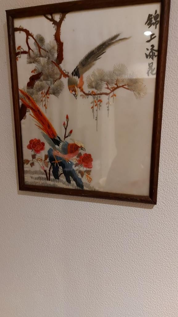 Chinees vogel borduurwerk. Jaren  1940  25 op 20, Ophalen