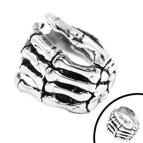 Bague squelette détaillée en acier inoxydable, Bijoux, Sacs & Beauté, Bagues, Neuf, Enlèvement ou Envoi, Fer ou Acier, Homme