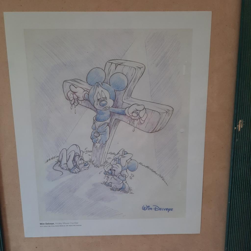 Tekening van Wim Delvoye , Belgische kunstenaar ., Ophalen of Verzenden