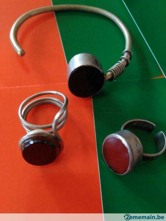Vintage 1/bracelet- 2/Bagues /3 boutons de manchettes, Enlèvement, Utilisé