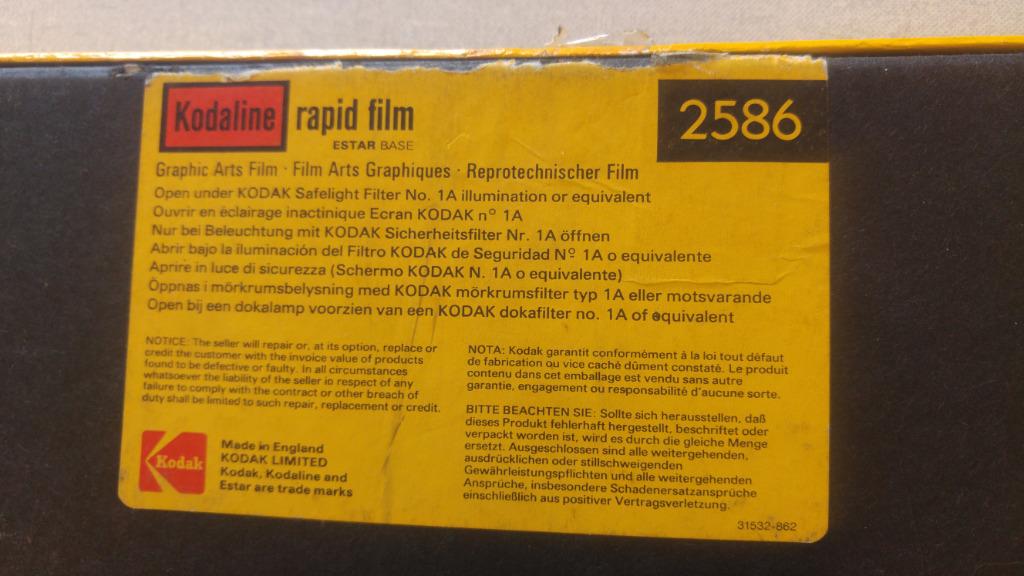 AVIS DE RECHERCHE : film d'arts graphiques Kodak Rapid Film, Enlèvement ou Envoi, Utilisé