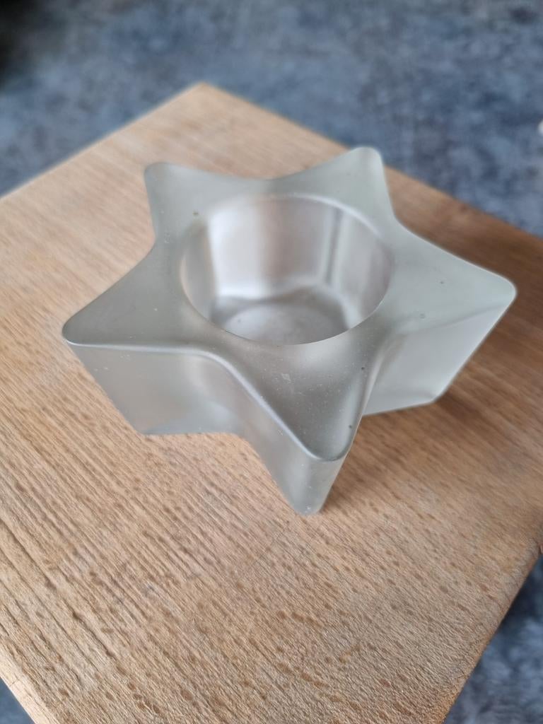 Bougeoir "étoile" verre avec bougie neuve 10 cm diamètre, Enlèvement ou Envoi, Bougie