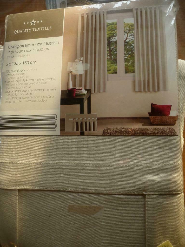 overgordijnen met lussen, Huis en Inrichting, Ophalen of Verzenden, Nieuw, Beige