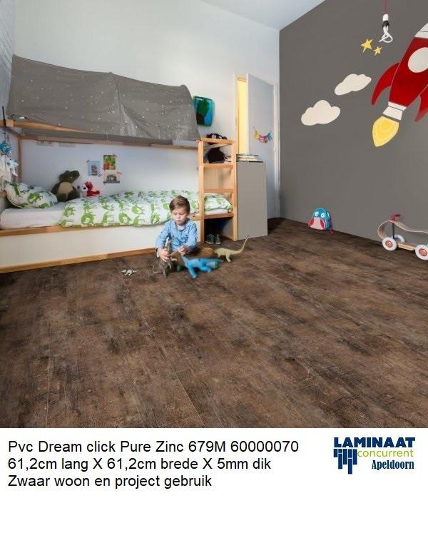 Pvc Dream Click Zinc industriel Bruin 61cm lang X 61cm brede, Bruin, 75 m² of meer, Nieuw, Ophalen of Verzenden