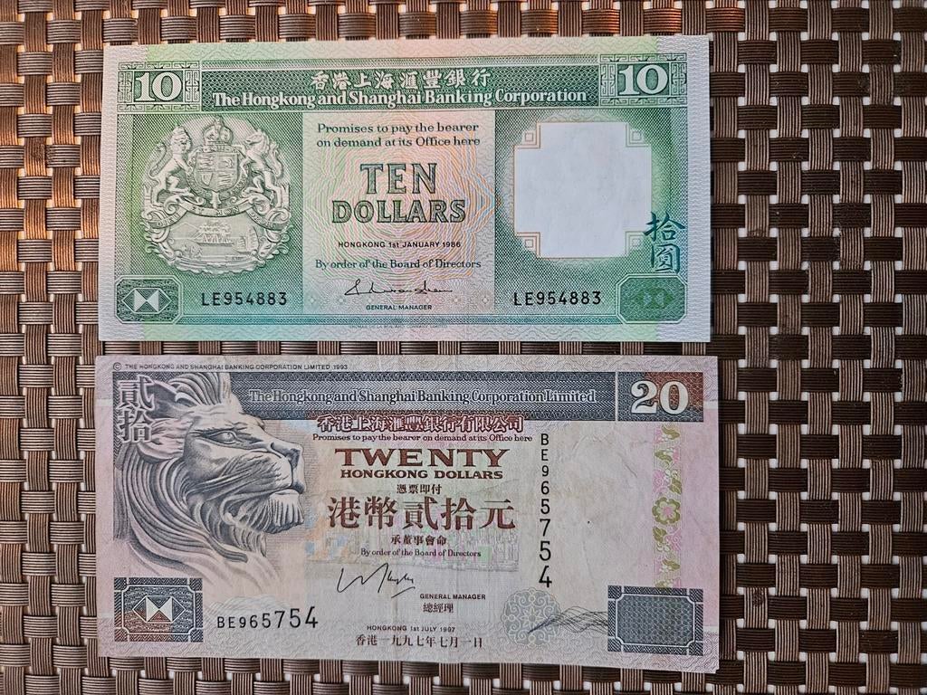 Set de 10 et 20 dollars de Hong Kong, Enlèvement ou Envoi, Asie du Sud, Série