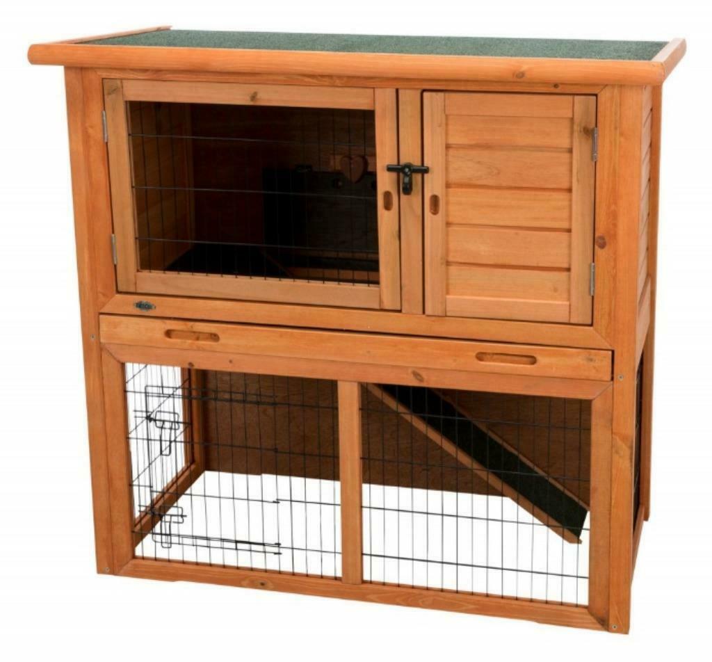 Clapier à lapins en bois Natura Marron, Animaux & Accessoires, Neuf, 90 cm ou plus, Niche, 75 à 110 cm